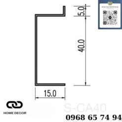 Nẹp len chân tường âm S-CA40 (40mm), inox đen xước