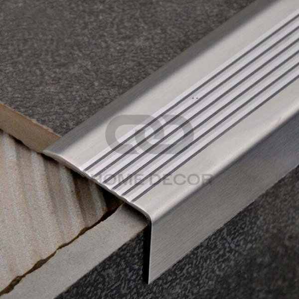 Nẹp chống trơn mũi bậc cầu thang inox S-MV30, inox xước