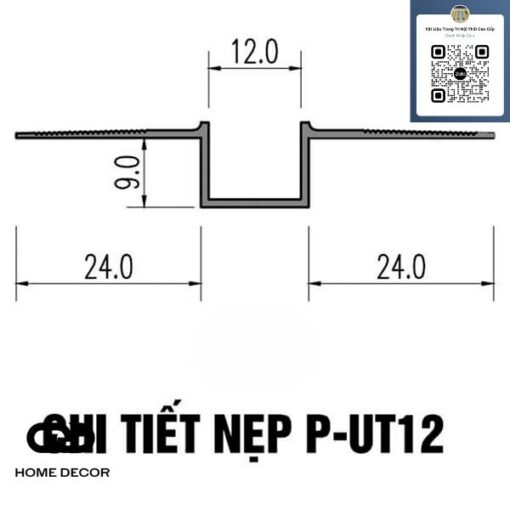 Nẹp ron âm trần thạch cao P-UT12 1.2cm, Nhựa trắng